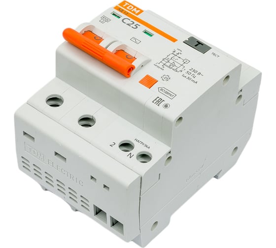 Дифференциальный автомат TDM ELECTRIC АД12 2Р 25А 30мА SQ0204-0011