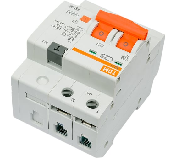 Дифференциальный автомат TDM ELECTRIC АД12 2Р 25А 30мА SQ0204-0011