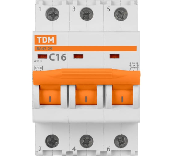 Автоматический выключатель TDM ВА47-29 3Р 16А 4.5кА х-ка С SQ0206-0109