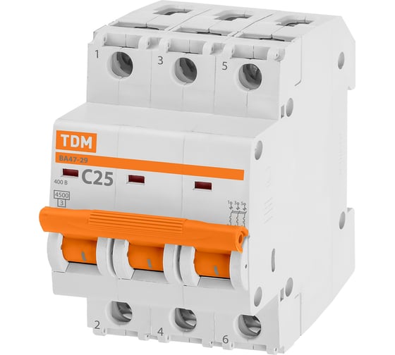Автоматический выключатель TDM ВА47-29 3Р 25А 4.5кА С SQ0206-0111 1