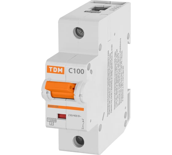 Автоматический выключатель TDM ELECTRIC ВА47-125 1Р 100А 15кА х-ка С SQ0208-0059