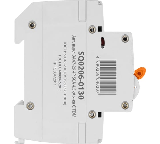 Автоматический выключатель TDM ELECTRIC ВА47-29 4Р 50А 4.5кА С SQ0206-0130