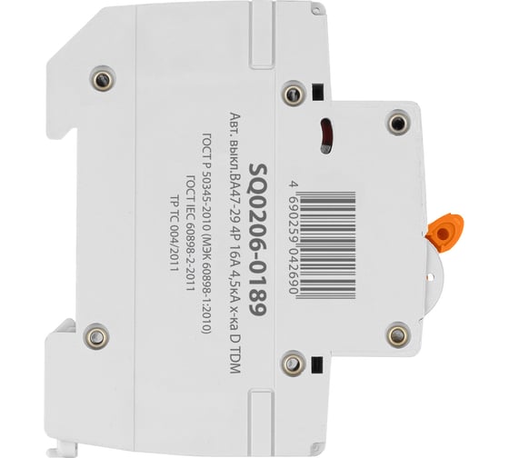 Автоматический выключатель TDM ELECTRIC ВА47-29 4Р 16А 4.5кА D SQ0206-0189