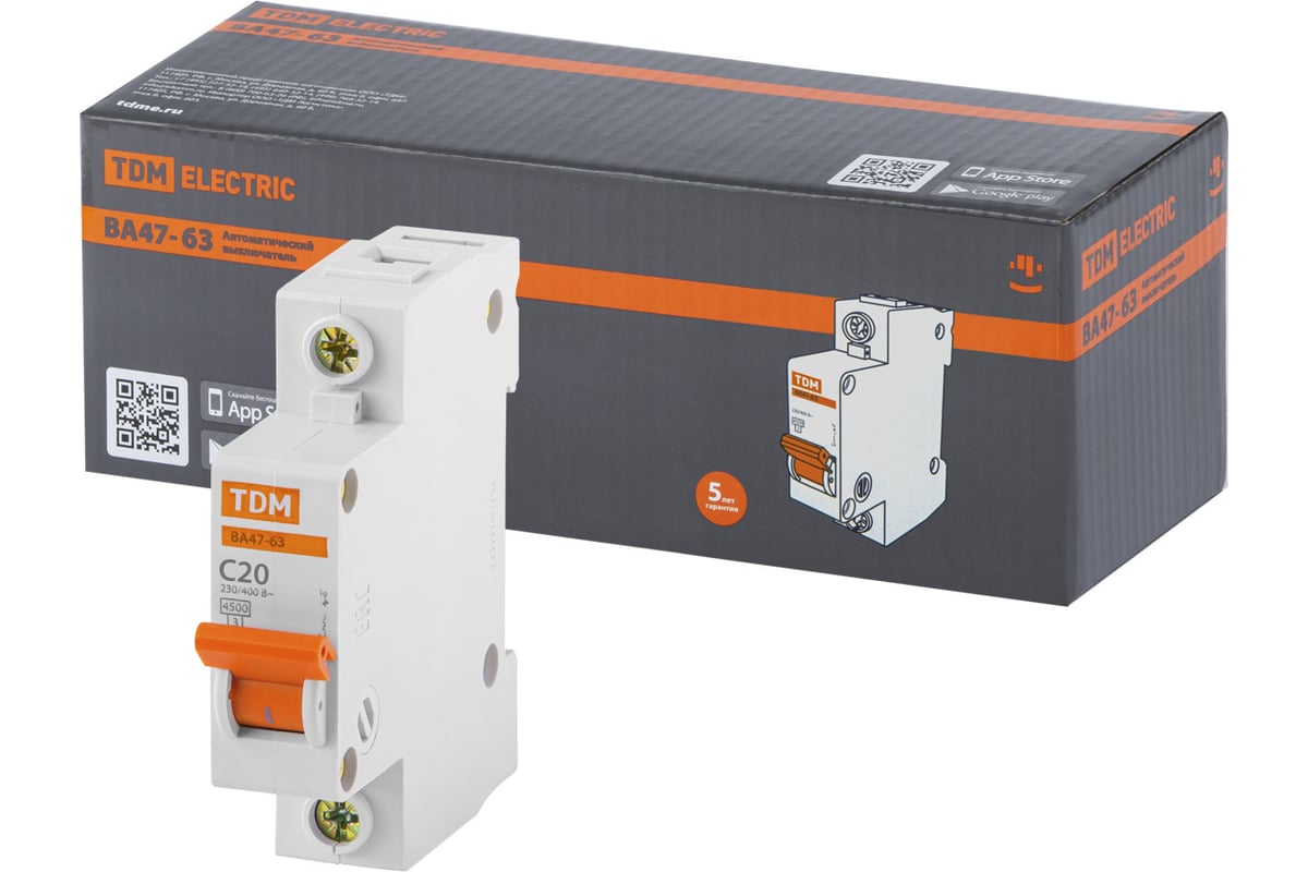 Автоматический выключатель TDM ВА47-63 1Р 20А SQ0218-0004 - выгодная ...