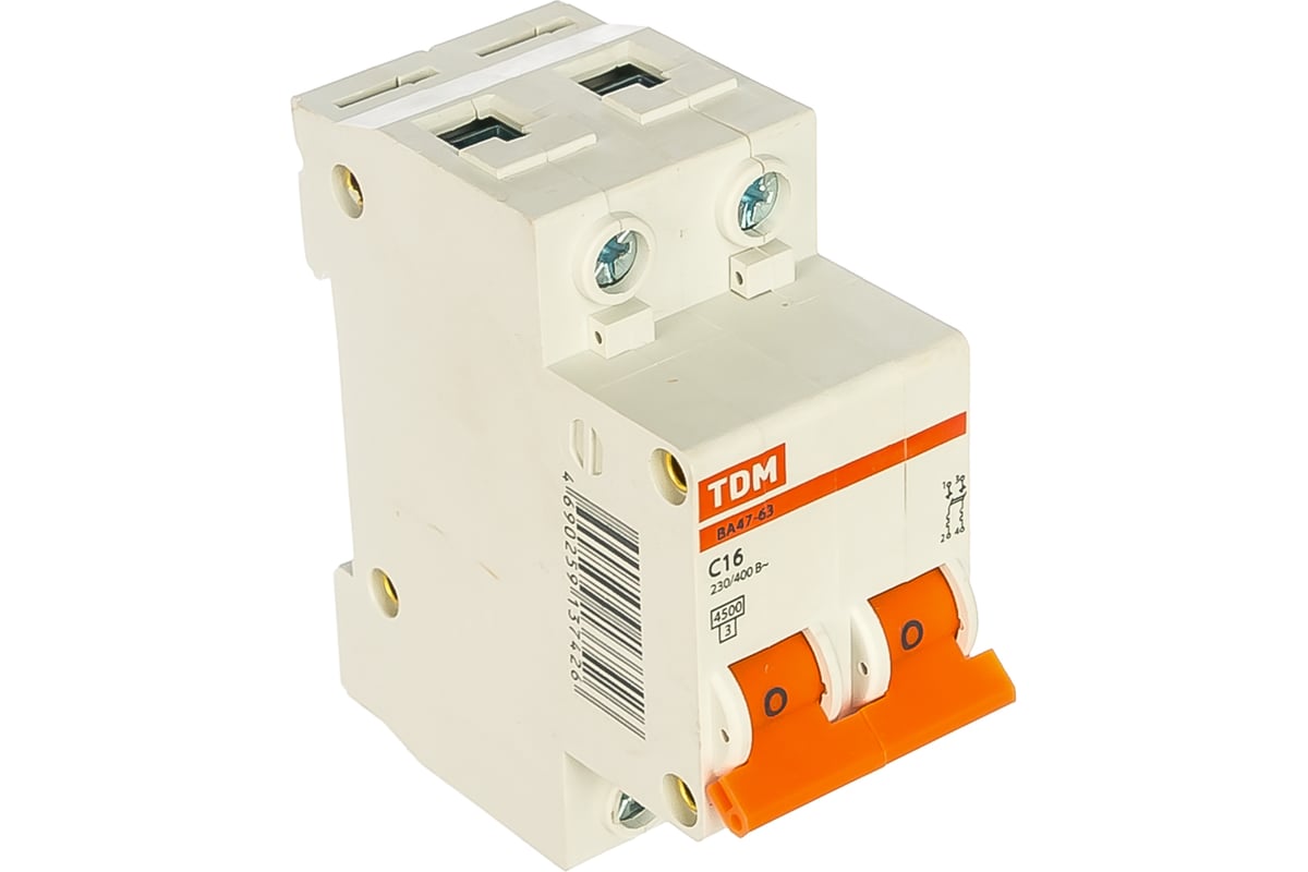 Автоматический выключатель TDM ВА47-63 2Р 16А 4,5кА х-ка С AQ0218-0011 ...