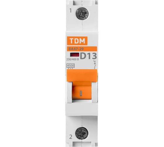 Автоматический выключатель TDM ELECTRIC ВА47-29 1Р 13А 4.5кА D SQ0206-0140