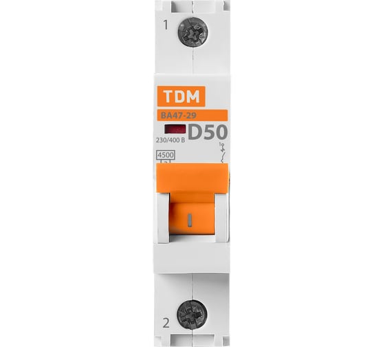 Автоматический выключатель TDM ВА47-29 1Р 50А 4.5кА D SQ0206-0146