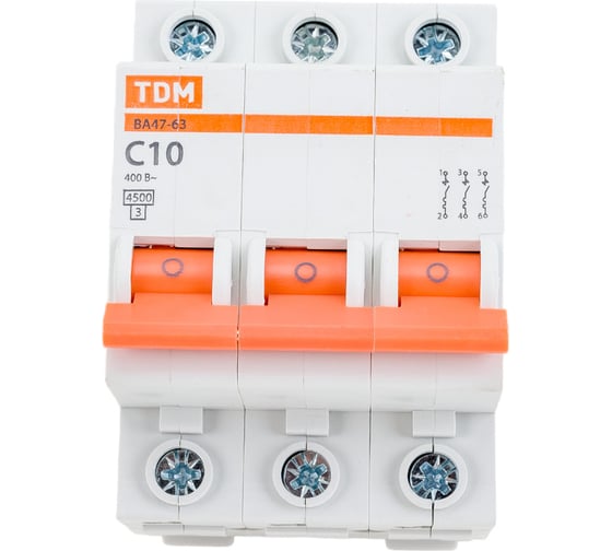 Автоматический выключатель TDM ВА47-63 3Р 10А SQ0218-0018
