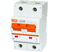 Автоматический выключатель TDM ELECTRIC ВА47-125 2Р 125А 15кА х-ка D SQ0208-0024