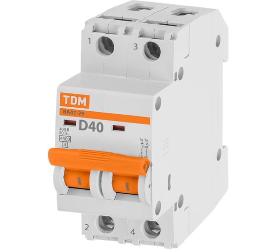 Автоматический выключатель TDM ВА47-29 2Р 40А 4.5кА D SQ0206-0161