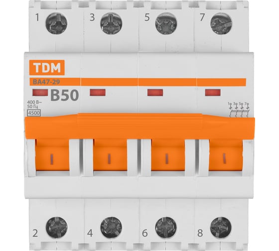 Автоматический выключатель TDM ВА47-29 4Р 50А 4.5кА В SQ0206-0063