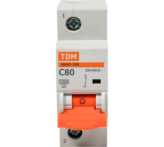 Автоматический выключатель TDM ВА47-100 1Р 80А 10кА С SQ0207-0054