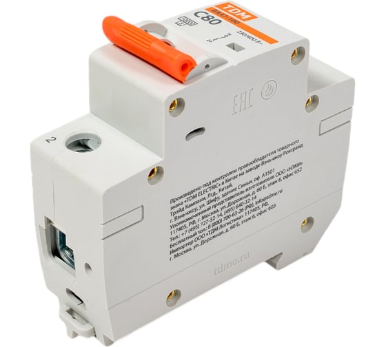 Автоматический выключатель TDM ВА47-100 1Р 80А 10кА С SQ0207-0054