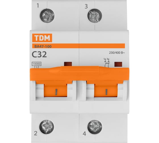 Автоматический выключатель TDM ВА47-100 2Р 32А 10кА С SQ0207-0060