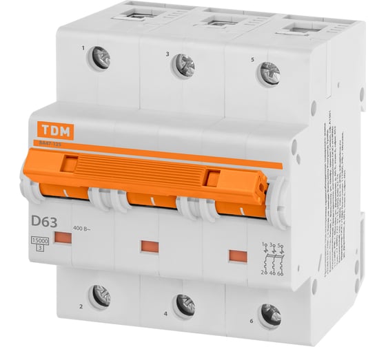 Автоматический выключатель TDM ВА47-125 3Р 63А SQ0208-0033