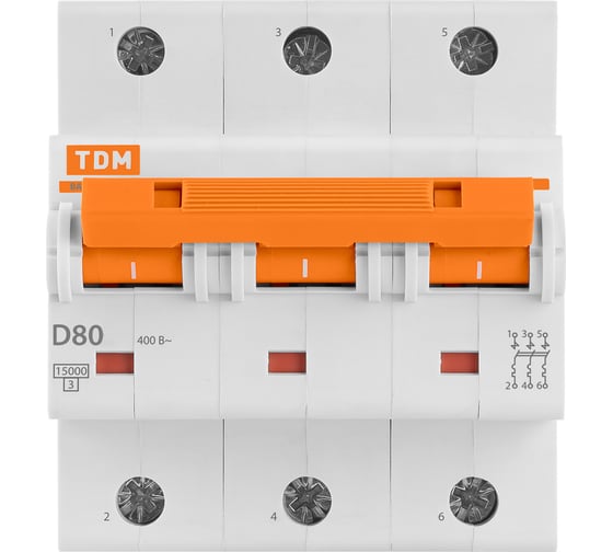 Автоматический выключатель TDM ВА47-125 3Р 80А SQ0208-0034