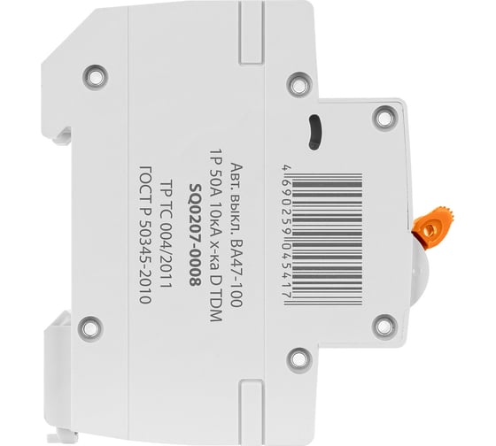 Автоматический выключатель TDM ELECTRIC ВА47-100 1Р 50А 10кА D SQ0207-0008