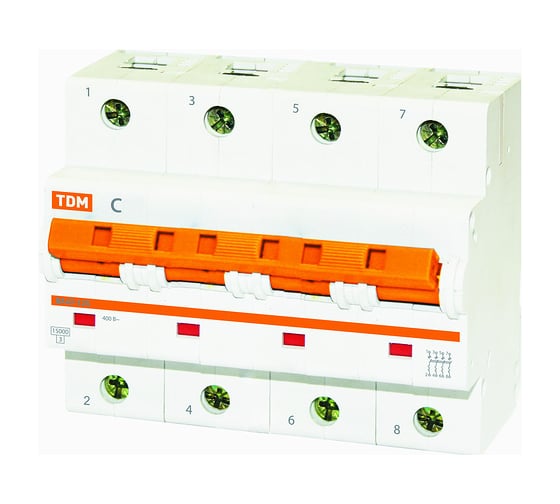 Автоматические выключатели TDM ВА47-125 4Р 100А 15кА С SQ0208-0095 1
