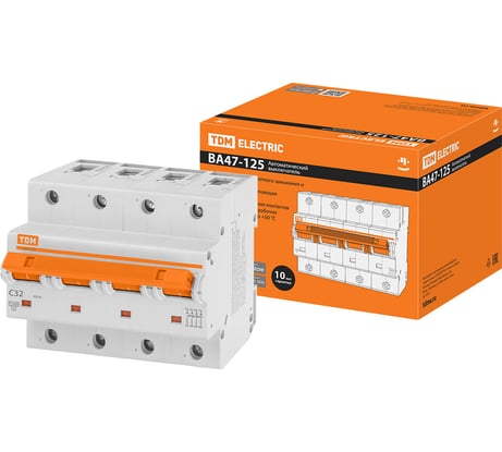 Автоматический выключатель TDM ELECTRIC ВА47-125 4Р 32А 15кА х-ка С SQ0208-0089
