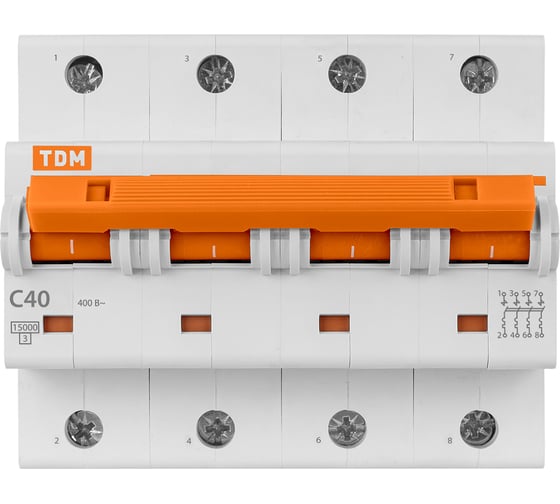 Автоматический выключатель TDM ВА47-125 4Р 40А 15кА С SQ0208-0091