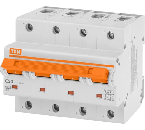 Автоматический выключатель TDM ELECTRIC ВА47-125 4Р 50А 15кА х-ка С SQ0208-0092