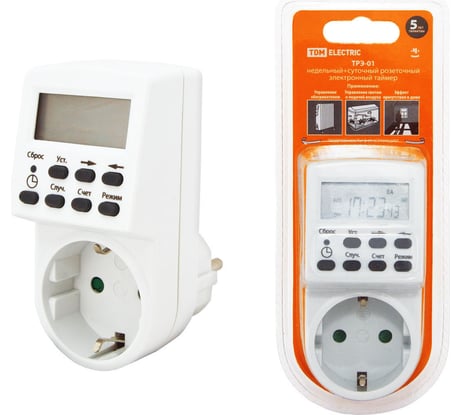 Розеточный электронный таймер TDM ELECTRIC ТРЭ-01 SQ1506-0002