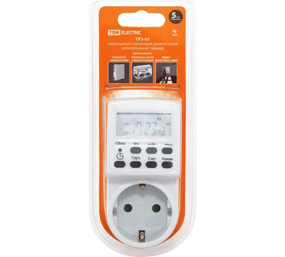 Розеточный электронный таймер TDM ELECTRIC ТРЭ-01 SQ1506-0002