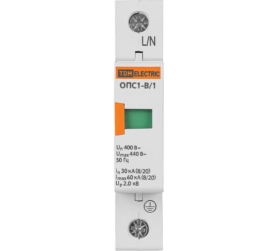 Разрядник TDM ELECTRIC ОПС1-B 1Р 30kA, 400B, 60kA SQ0201-0001
