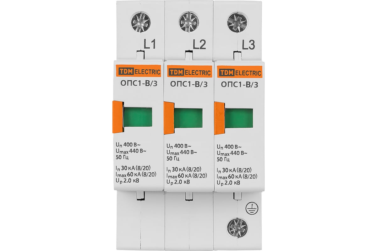 Разрядник TDM ОПС1-B 3Р 30kA 400B 60kA SQ0201-0003 - выгодная цена, отзывы,  характеристики, фото - купить в Москве и РФ