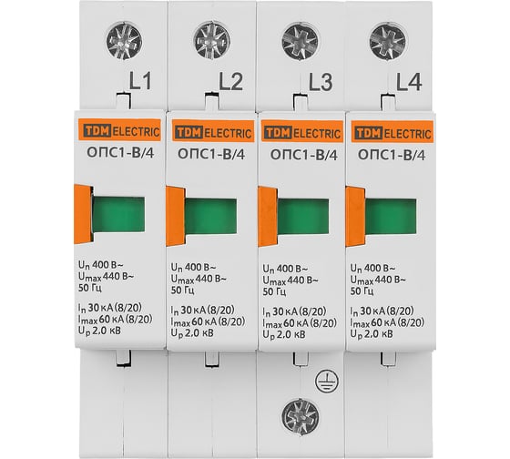 Разрядник TDM ELECTRIC ОПС1-B 4Р 30kA 400B 60kA SQ0201-0004