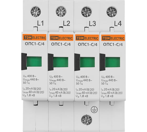 Разрядник TDM ELECTRIC ОПС1-C 4Р 20kA 400B 40kA SQ0201-0008