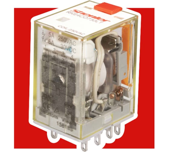 Реле Shenler 4c 12v ac + светодиод + тест-кнопка RKE4CO512LT