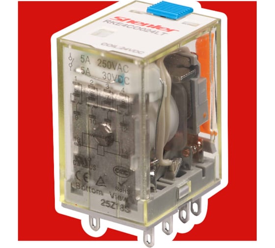 Реле Shenler 4c 48v dc + светодиод + тест-кнопка + диод RKE4CO048LTD