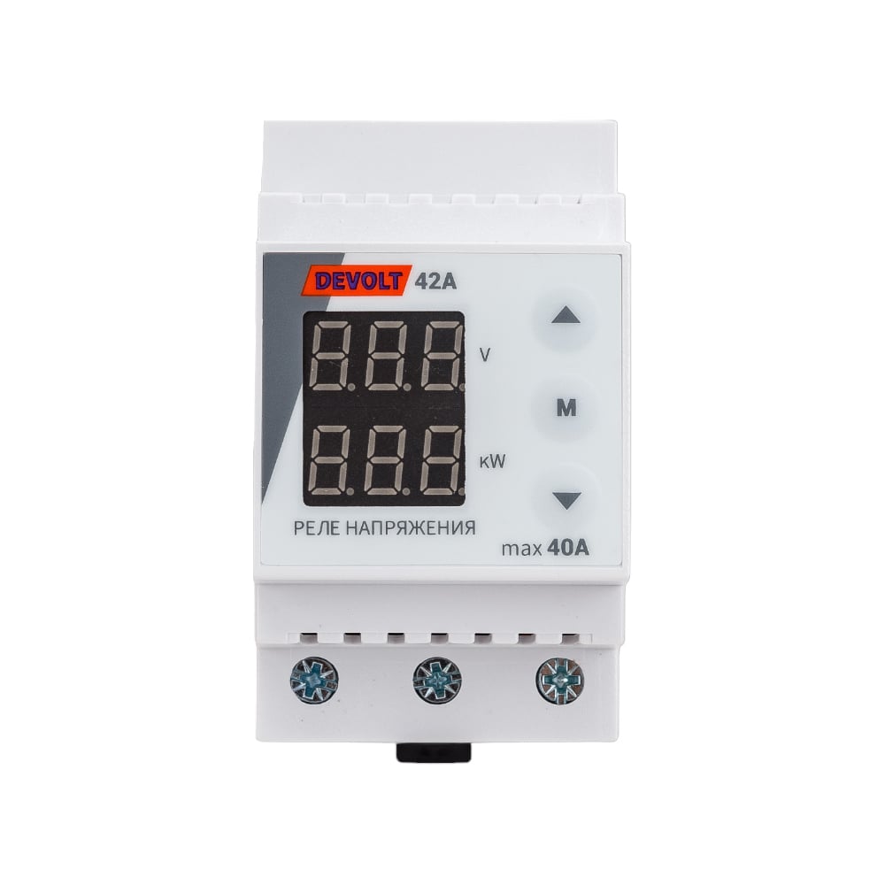 Реле напряжения и контроля нагрузки DEVOLT 42A, 8,5кВт, 40А, 42 ...