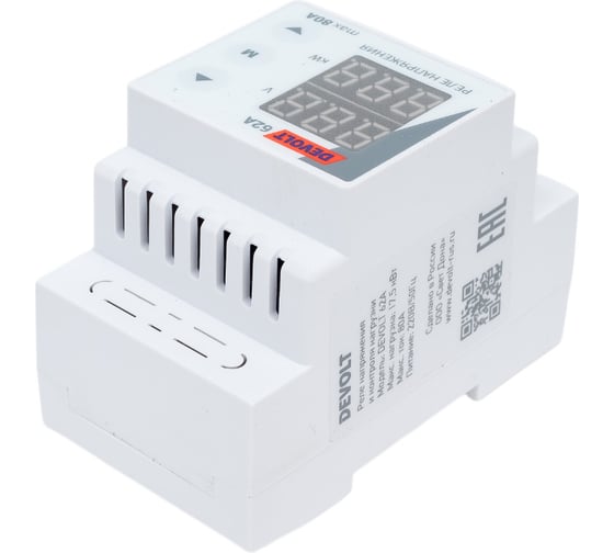 Реле напряжения и контроля нагрузки DEVOLT 62A, 17,5кВт, 80А, 62 DEVOLT62