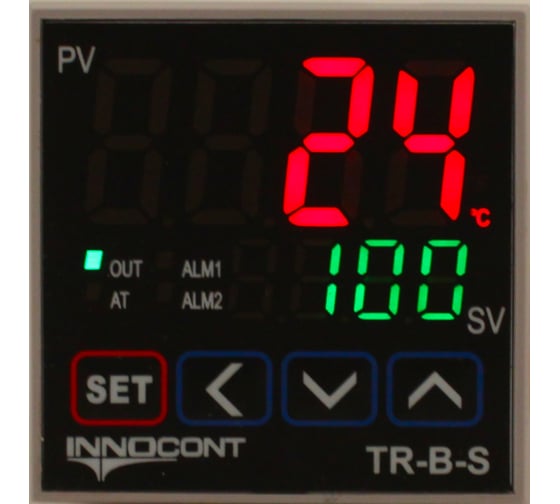 Температурный контроллер INNOCONT 2 дисплея, 4 разряда, 48x48x60 мм, 2 аварийных выхода, 110-220VAC, выход: реле + твердотельное реле TR-B-S