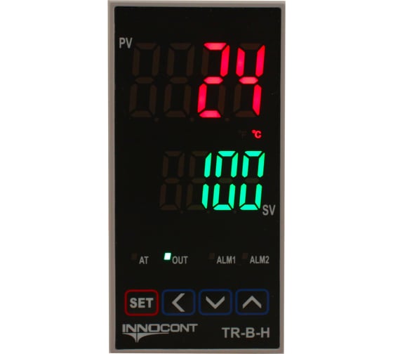 Температурный контроллер INNOCONT 2 дисплея, 4 разряда, 48x96x62 мм, 2 аварийных выхода, 110-220VAC, выход: реле + твердотельное реле TR-B-H