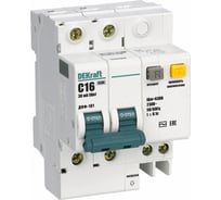 Автоматический выключатель дифференциального тока (АВДТ) DEKraft ДИФ-101, 2 Р, хар-ка C, 16 A, 30 мА, тип AC, 4.5 кА 15003DEK