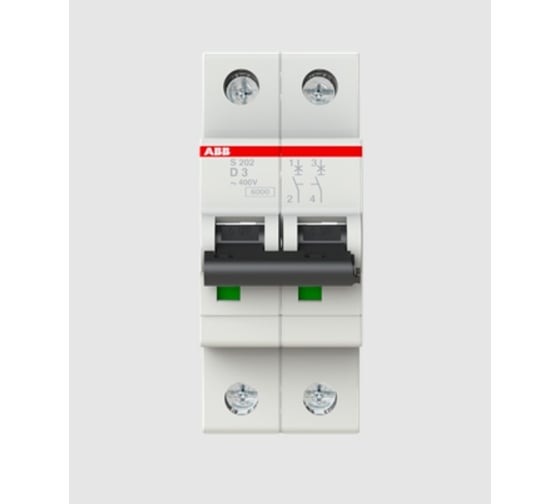 Автоматический выключатель ABB 2-полюсной S202 D3 2CDS252001R0031 1
