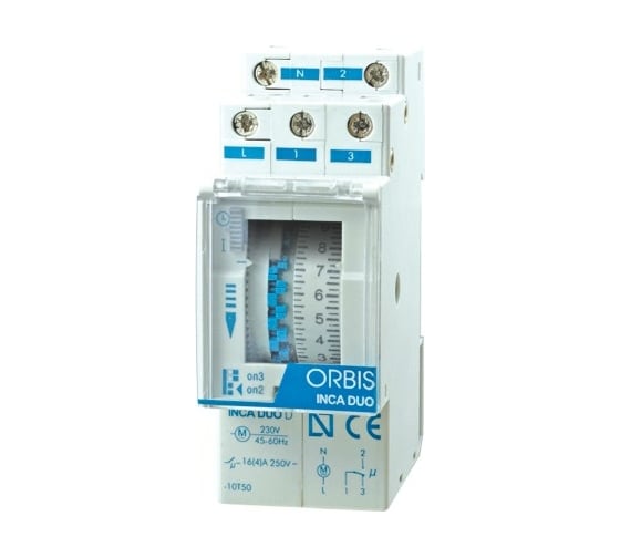 Реле времени модульное суточное Orbis INCA DUO QRD OB330232 1