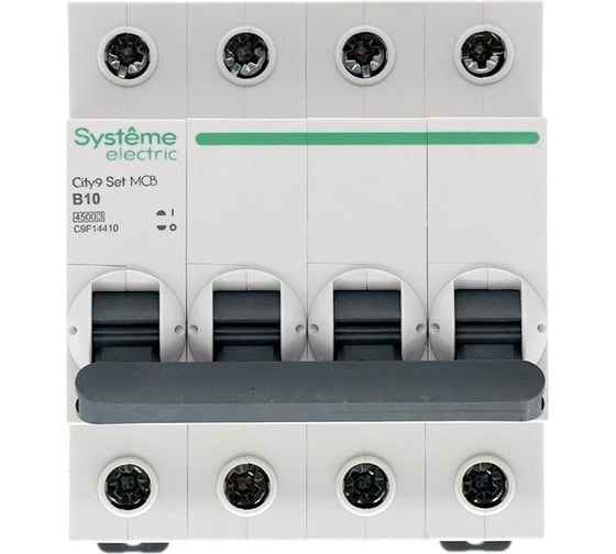 Автоматический выключатель Systeme Electric City9 set ав b 10а 4p 4.5ka 400В C9F14410