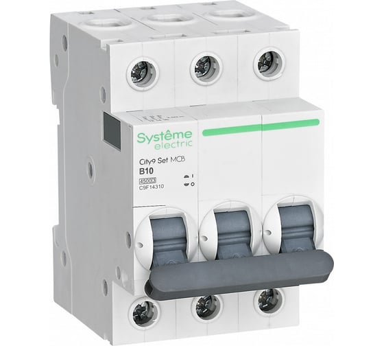 Автоматический выключатель Systeme Electric City9 set ав b 10а 3p 4.5ka 400В C9F14310