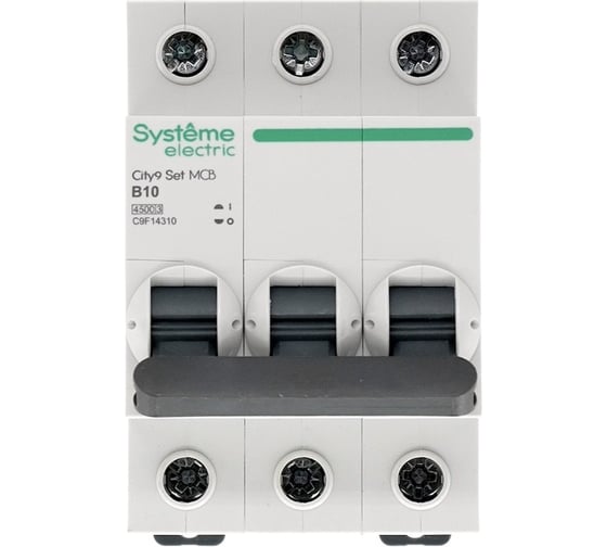 Автоматический выключатель Systeme Electric City9 set ав b 10а 3p 4.5ka 400В C9F14310