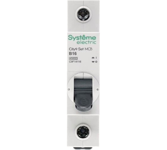 Автоматический выключатель Systeme Electric City9 set ав b, 16 А, 1 Р, 4.5 kА, 230 В (ранее EZ9F14116) C9F14116