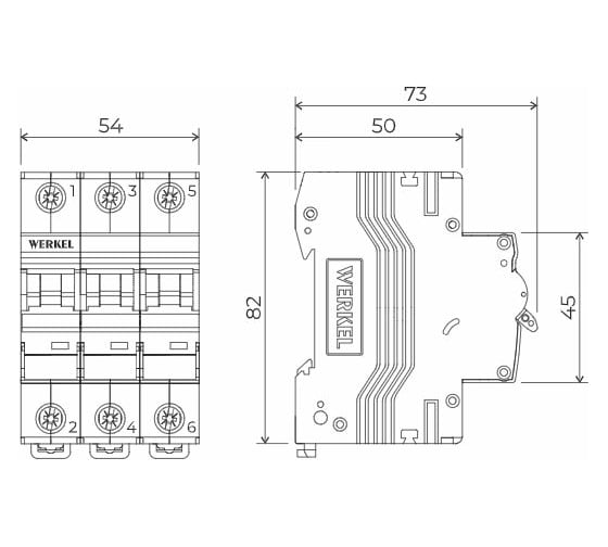 Автоматический выключатель WERKEL 3p 10A C 4,5 кA a062501