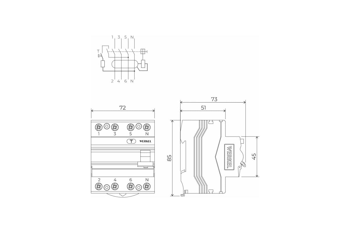 Устройство защитного отключения WERKEL 3p+n 25A 30mA AC 6kA a062564 ...