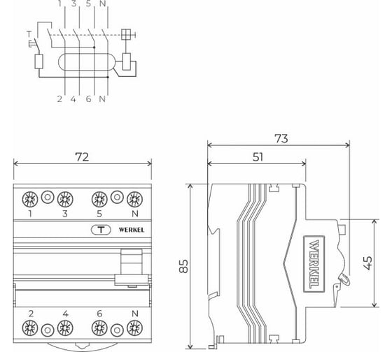 Устройство защитного отключения WERKEL 3p+n 25A 30mA AC 6kA a062564