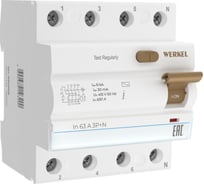 Устройство защитного отключения WERKEL 3p+n 63A 30mA AC 6kA a062566