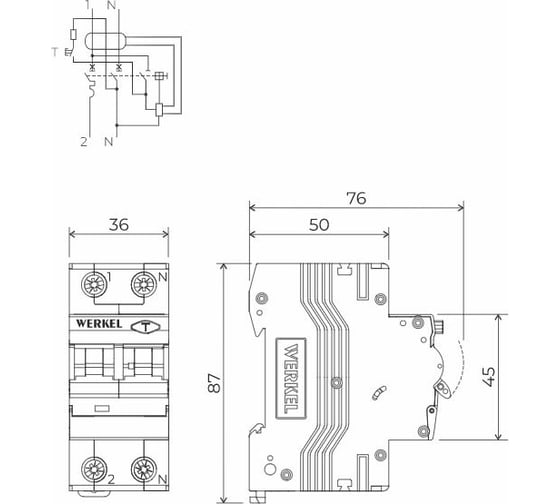 Дифференциальный автомат WERKEL 1p+n 16A 30mA 6kA C a a062444