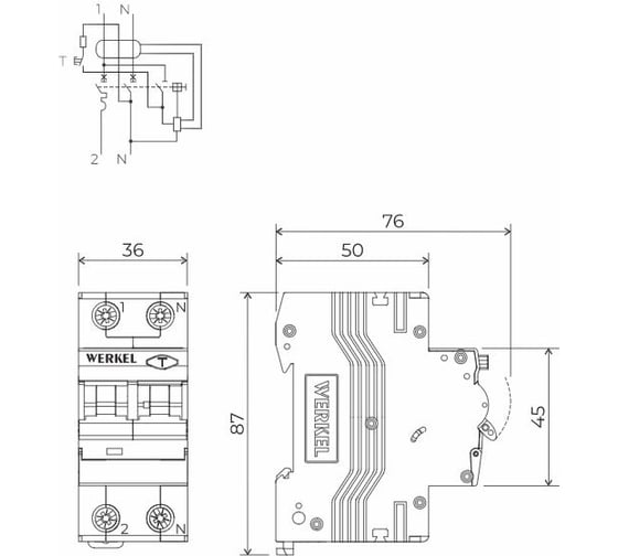 Дифференциальный автомат WERKEL 1p+n 25A 30mA 6kA C а a062570